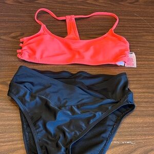 Xhilaration Coral and Black Bikini Set